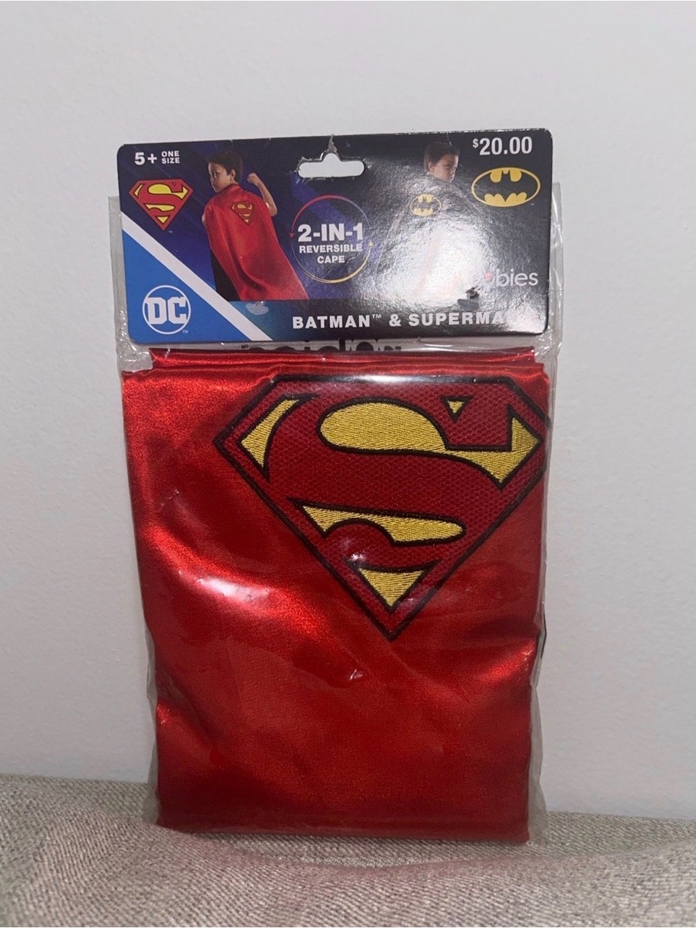 Batman Superman Reversible One Size Ages 5+ Cape